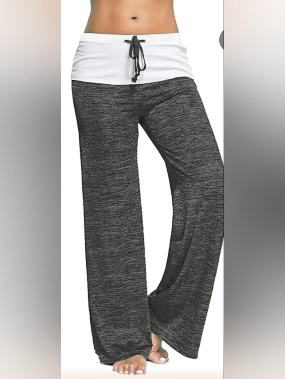 Women's Wide-Leg Lounge Pants with Foldover Waistband - Gray